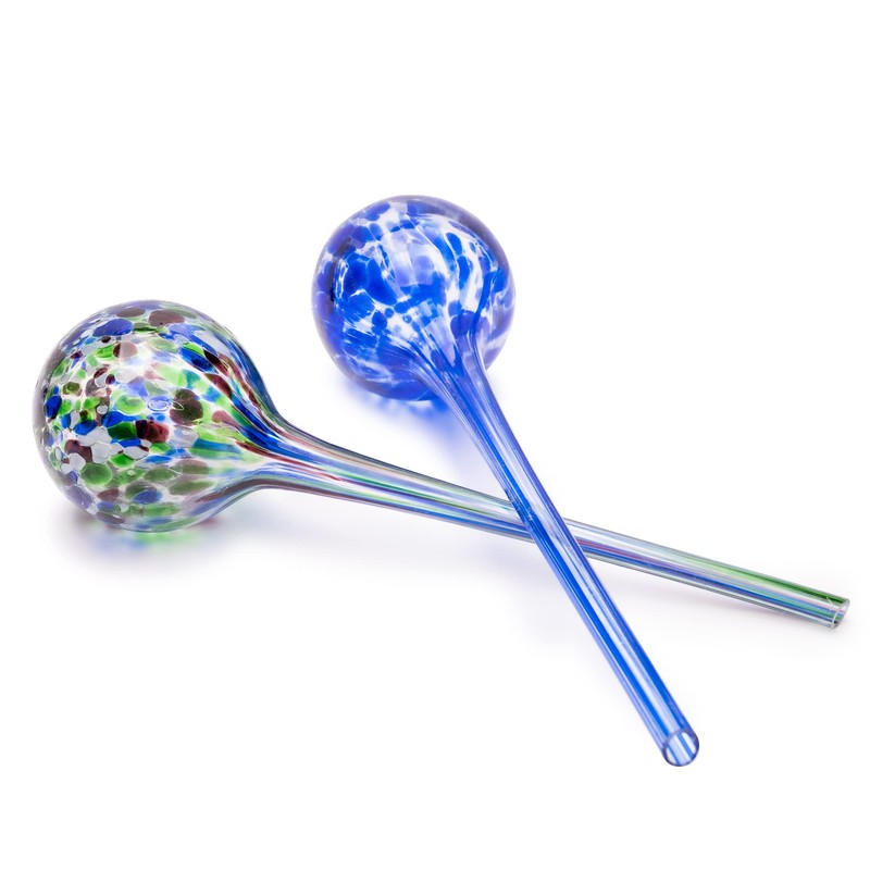 Aqua Globes - 2 Pack - Decorative Hand-Blown Glass Plant