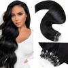LaaVoo Microlink Hair Extensions Human Hair 18 Inch Black Micro