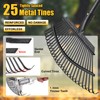 Rake for Leaves: Heavy Duty Metal Leaf Rake with 25