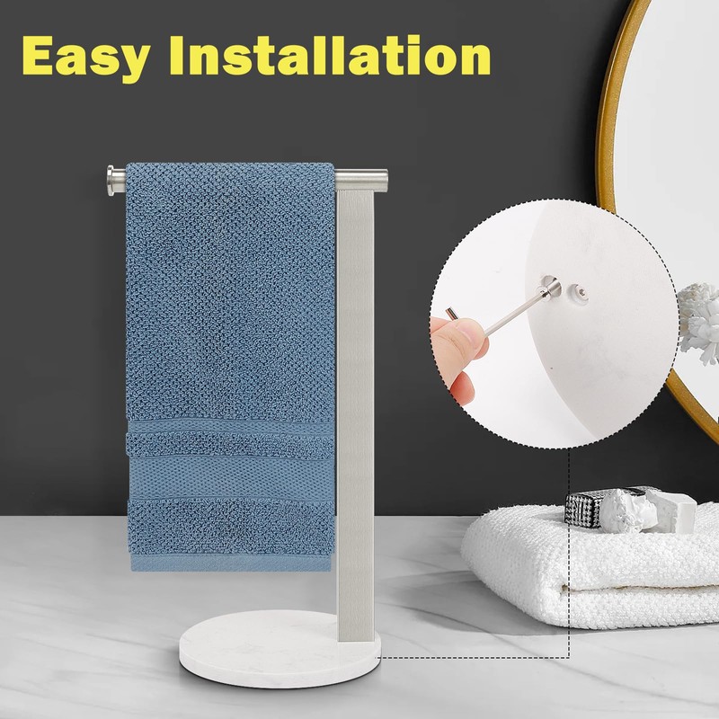 Winmien Stainless Steel L-Shaped Hand Towel Holder, SUS304 Bathroom Towel