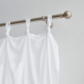 Indigo Ink - Window Curtain, Gauzy Knotted Tie Top Sheer Curtain Panel, Boho Home Decor (Mia White 70" x 95")