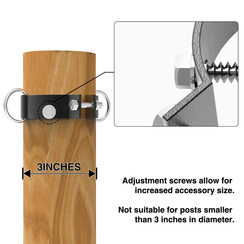 TANG 3" inch D-Ring Clamp for Sun Shade Sail Pole