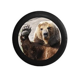 American Unlimited Waving Brown Grizzly Bear Paw Wave Wildlife Spare Tire Cover Black Size 31 in