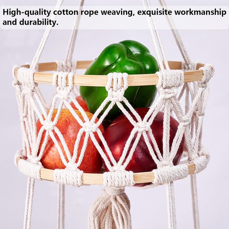 Jilskl Fruit Hanging Basket, Vegetable Basket, 2 Tier Hanging Fruit