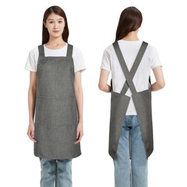 BIGHAS Apron, Body Cover, Easy to Put on and Take Off on the Shoulder Women's Simple, Solid, Stylish, Cute, Scandinavian Nursery, Restaurant, Cooking, Kitchen, Work Apron, gray (dark gray)