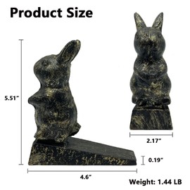 Cast Iron Door Stop, Cute Decorative Rabbit Door Stopper, Heavy Duty Door Stop Wedge for Home and Garden with Powerful Resistance - Rustic Red Brown