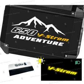 BLACK DOVES GRAPHICS Set of 2 Stickers Compatible with Original Suzuki V-Strom 650 and Allu Trekker Outback Side Cases (White-Yellow)