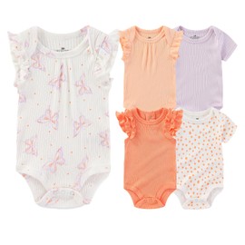 ZAVBABY Baby Boy Girl Short Sleeve Bodysuits Infants Outfit New Born Unisex-Baby 100% Cotton Romper 5-Pack 0-12 Month