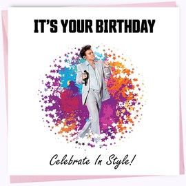 Printperfect "Harry Styles" Birthday Cards for Girls, Women, Boys or Men “Celebrate In Style!” - Mum, Daughter, Sister, Son, Brother etc - 13th 16th 18th 21st 30th etc - any age (Stars)