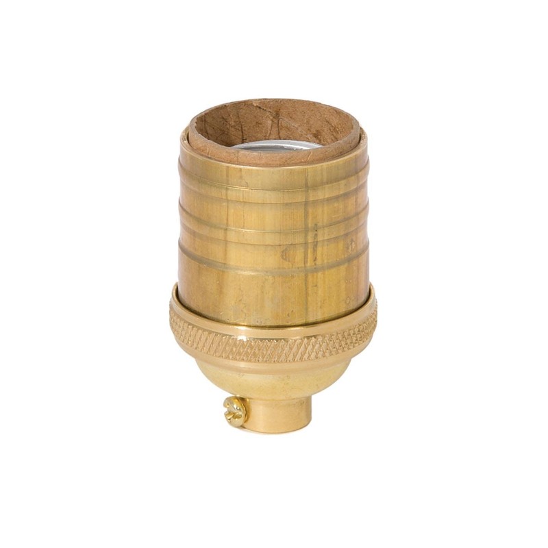 B&P Lamp® Heavy Turned Brass Keyless Sockets, Unfinished Brass, Keyless