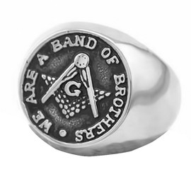 Autiga Masonic Ring Men's Stainless Steel Templar Knight Ring Masonic Signet Ring, Stainless Steel