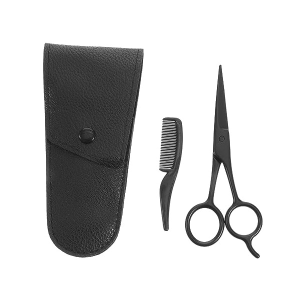 3-Piece Beard Scissors Set Comb and PU Leather Storage Bag