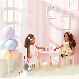 Sophia's Aurora Princess Table & Chairs, Dessert for 18" Dolls, Pink