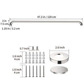 48 Inch Extra Long Chrome Stainless Steel Shower Grab Bar, 1.25" Dia
