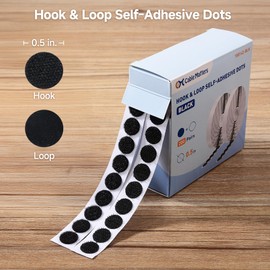 Cable Matters 400 Pcs (200 Pairs) Hook and Loop Self-Adhesive Dots, 0.5 Inch Diameter, Round Adhesive Dots for Crafts, Classroom, Office, Home Organization, Black