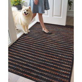 Color&Geometry Stripe Design Door Mat Inside Entrance 24"x36", Ultra Non Slip TPE Backed Dirt Trapper, Low Profile Thin Welcome Doormat, Dirt Resist, Easy Clean Entry Mats for Entryway, Patio, Hallway