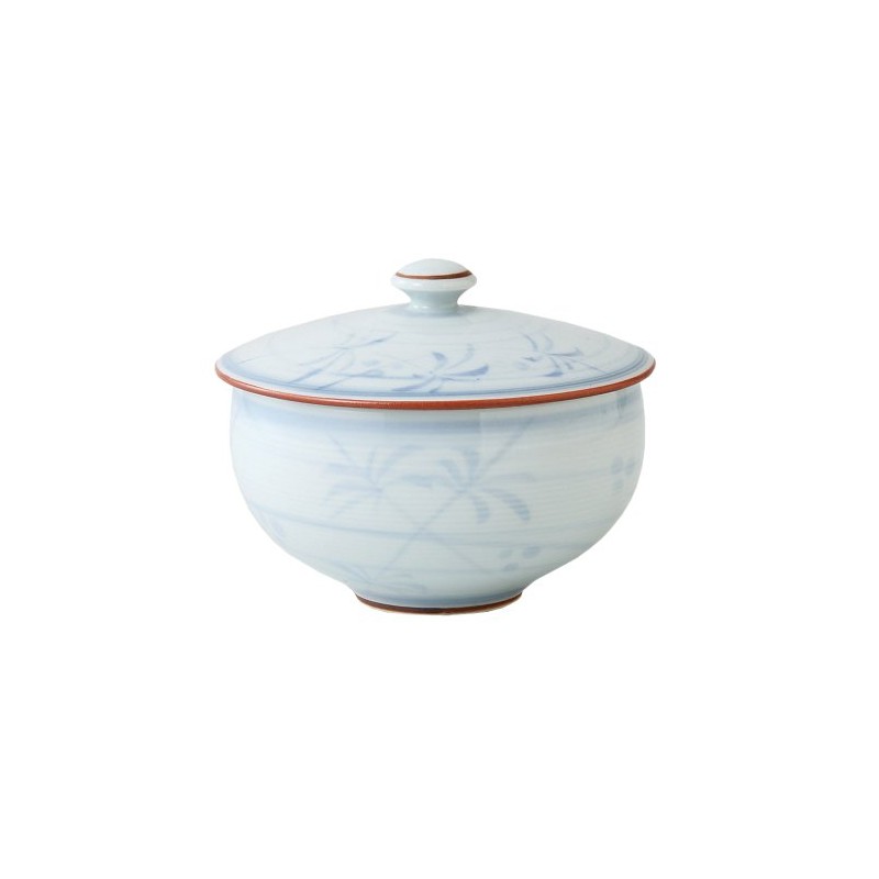 Hasamiyaki 64554 Green Tea with Lid, Flower Pattern