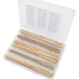 Innfeeltech Innfeeltech 1200 Pcs 1/4W 5% Tolerance 1Ohm~1M Ohm Carbon Film Resistor Resistance Kit, 30 Values each 40 Pcs
