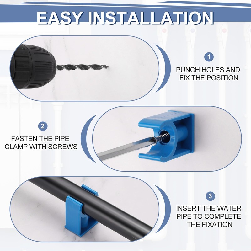 sourcing map 10 Pcs PVC Water Pipe Clamps Clips, 50mm