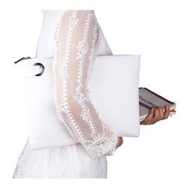 ZOONAI Oversized Clutch Bag Purse, Womens Large leather Evening Wristlet Handbag (White)(Size: One Size)