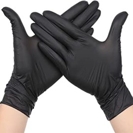 Mira Pak Black Nitrile Disposable Gloves 4 Mil Food-Safe, Latex & Powder Free, Textured Fingertips Gloves (Medium (Pack of 100))