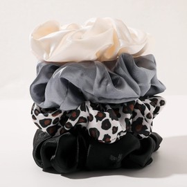 Scrunchies Hair Ties for Girls Women Elastics Bands Ponytail Holder Pack of Neutral Hair Accessories Big Large Scrunchie Cute Hairties for Thick Hair