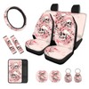 STUOARTE Skull Cherry Blossom Printed Car Seat Cover Full Set,