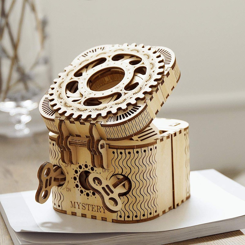 ROKR 3D Wooden Puzzle Mechanical Treasure Box Model DIY Brain