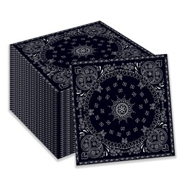 OXYLIPO 40 Pcs Black Bandana Western Napkins for Wedding Birthday Floral Party Supplies Blue Rose Flower Themed Luncheon Long Paper Napkins Disposable Party Table Decorations