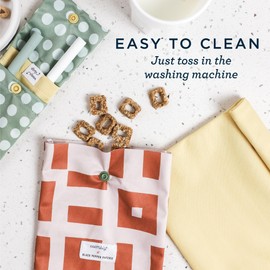 Esembly Snack + Sammy Pouches - Reusable Snack & Sandwich Bags| Storage Bag for Food - Set of 2 - Botany + Bunnies