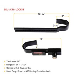 Mytee Products (2 Pack) Steel Cargo Door Lock/Shipping Container Lock with 3 Keys per Bar, Range 11-1/4" - 17-3/4", for Trailers, semi-Trailers, containers