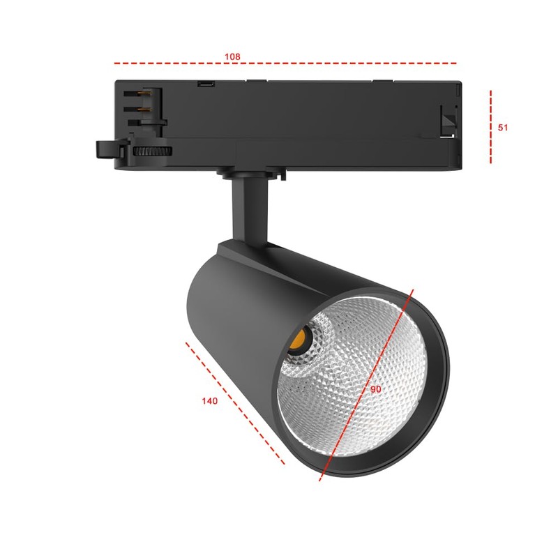 FOOC LED Track Spotlight 30 Watt 3-Phase 4-Wire Rotatable and