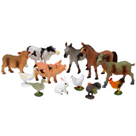 PETERKIN | My Farm - 12 Piece Farm Animal Figure Set | Includes horse, donkey, cow, sheep, goat, pig, chickens, duck, swan and rabbit | Farm Animals & Figures | Ages 3+