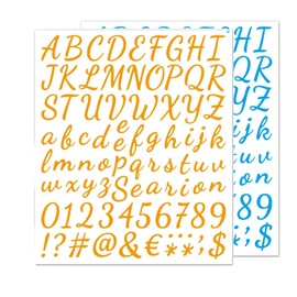 12 Sheets Letter and Number Stickers, Alphabet Number Stickers, Mailbox Numbers Sticker for Mailbox, Signs, Window, Door, Cars, Trucks, Cups (Yellow,Blue)