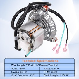 Hipoilk 3-21-08639 Combustion Blower Motor for Harman P68, P43, P61, P61A, Accentra 52i, Advance, P38 Pellet Stove, with 5" Double Paddle Fan Blade