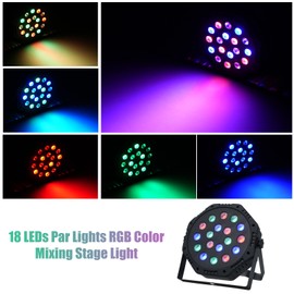 18 LEDs Par Lights RGB Color Mixing Stage Light Support DMX512 Sound Activated Auto-run Master-slave for Home Party KTV Disco DJ Show Club Bar