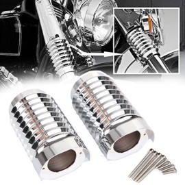 Unbranded Chrome Fork Boot Slider Cover For Harley Road King Glide Street FLHX FLHR 14-23