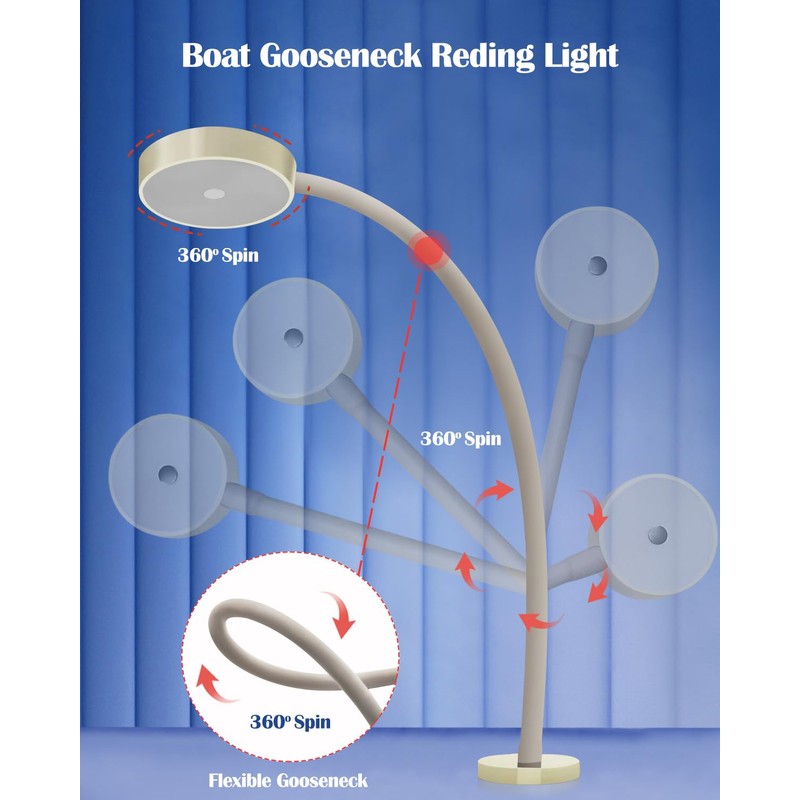 THALASSA Dual-Mode Gooseneck Lamp Red Night Light - Dimmable White