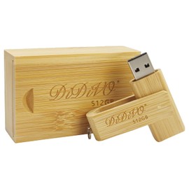 DIDIVO USB Flash Drive 512GB USB 2.0 Flash Drive Mini Lightweight Rotatable High Speed Data Transfer Reading Speed Up to 30MB/S USB Memory Wooden Bamboo Gift Box Data Transfer Compatible with Windows