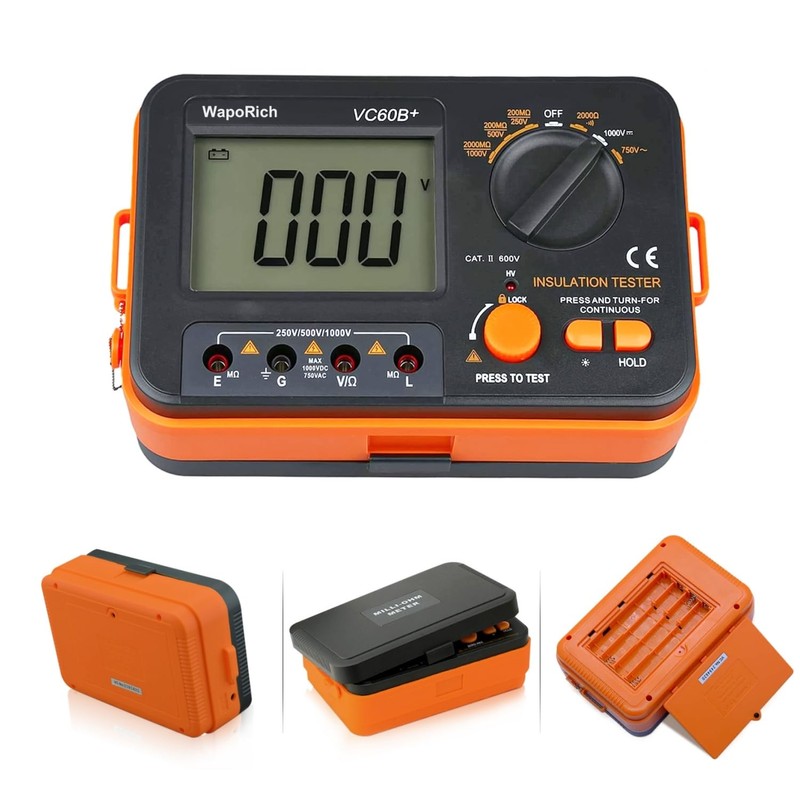 Megohmmeter, WapoRich Digital Insulation Resistance Tester 2000MΩ Megohm Meter with