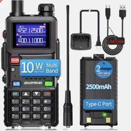 5RM 10W Long Range Ham Radio with TIDRADIO Portable Wireless Programmer Upgraded UV-5R Handheld 8 Bands&NOAA Weather Receiver, Frequency Copy,2500mAh TypeC Battery - Style: 1 Piece