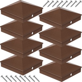 8 Pack 4x4 Aluminum Pyramid Caps Cover Fence Post Top Cover for 4'' x 4'' Nominal Posts (Actual 3.5'' x 3.5'') Deck Caps with Screws for Outdoor Fence Deck Mailbox Dock