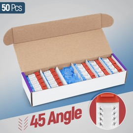 Everest Media Solutions 45° Angled CAT5e Keystone Jack in Orange - Slim Profile, UTP RJ45 Female Ethernet Connector - Compatible with 45° Angled Speed Termination Tool - 45Term - 50-Pack