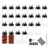 BPFY 24 Pack 4oz Clear Plastic Spice Jars with Black