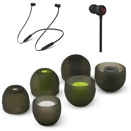 Replacement Silicone Earbud Tips for Beats Flex Headphones, 3 Pairs (6pcs), Black, Small, Medium, Large