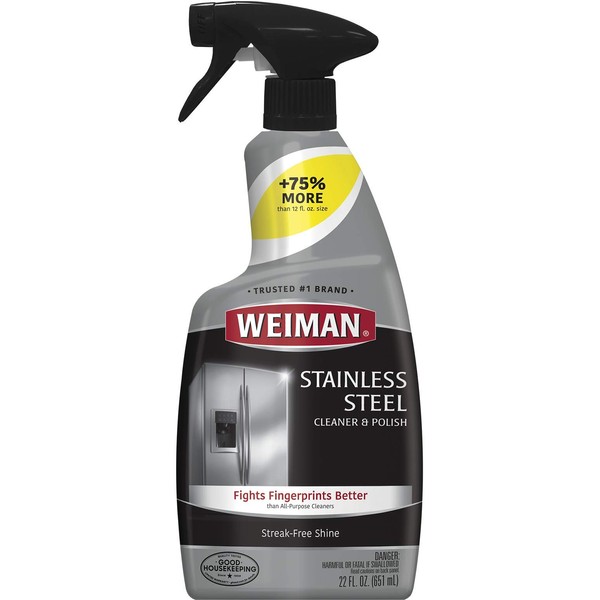 Weiman Stainless Steel Cleaner & Polish Trigger Spray - Protects Appliances From Fingerprints and Leaves a Streak-free Shine - 20 fl. Oz.