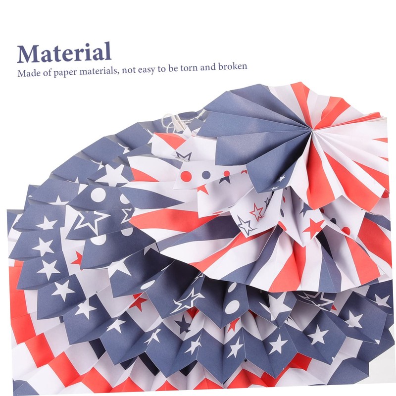 LABRIMP 4th of July Party Props Patriotic Decorations Paper Fan