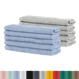 Pack of 10 Terry Guest Towels Set 30 x 50 cm 100% Cotton 10 x Guest Towels Grey/Smoke Blue