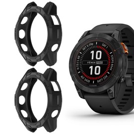 Ghttymtt 2Pack TPU Cases Compatible with Garmin Epix Pro Gen 2 51mm/Fenix 7X Pro Case, Protective Cases Cover Watch Frame Protector Shell (Black&Black, 51mm)