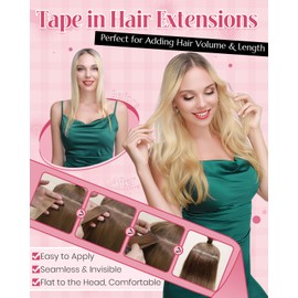 SLEEKALON Invisible Tape in Hair Extensions Real Human Hair 20 Pcs Thinned Version #24 Natural Blonde - Seamless Skin Weft Remy HairPiece Extension 22 Inch 30 Gram